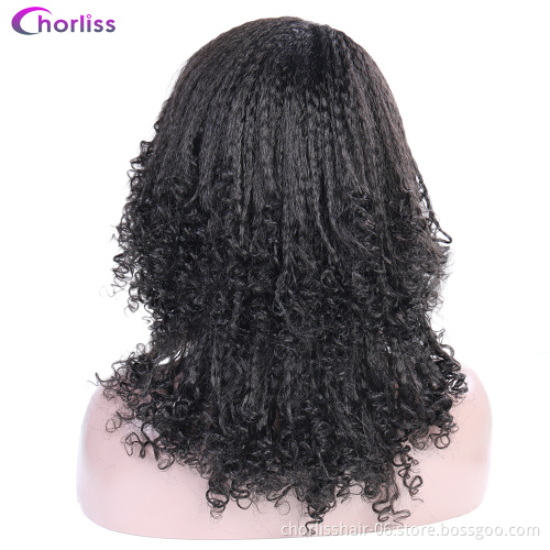 Hot Sale 2020Cheap 180%Density Natural Fashion Purple Brown Blonde Ombre Afro YAKI Kinky Synthetic Hair Wigs For Black Women